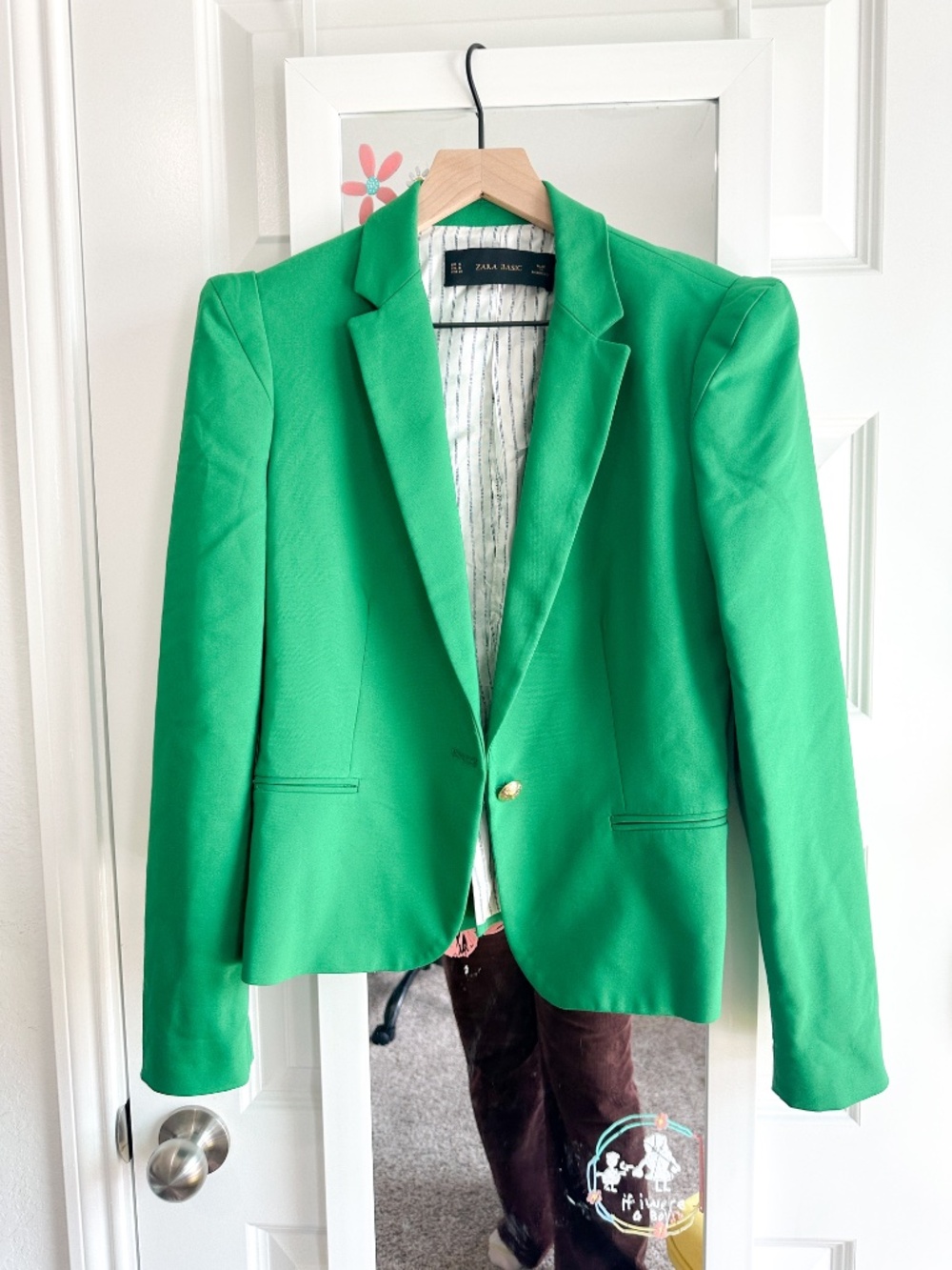 Zara Basic Bright Green Blazer Medium